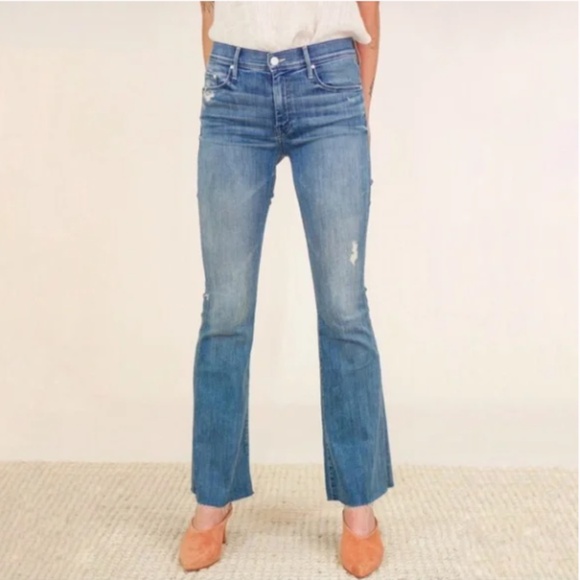 Mother The Weekender Fray Flare Jeans in Graffiti Girl 26 - Picture 1 of 12